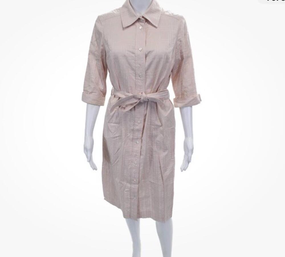 Burberry London Womens Pink Cotton Shirt Dress Collared 3/4 Sleeve Size S